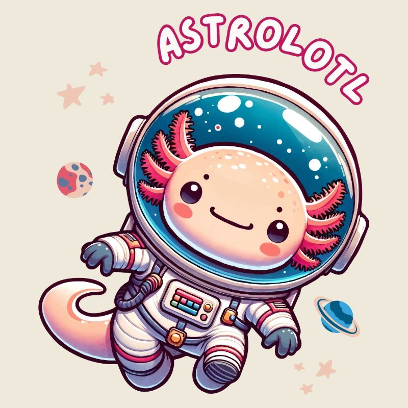 Astronaute axolotl dans l’espace - Kawaii Art