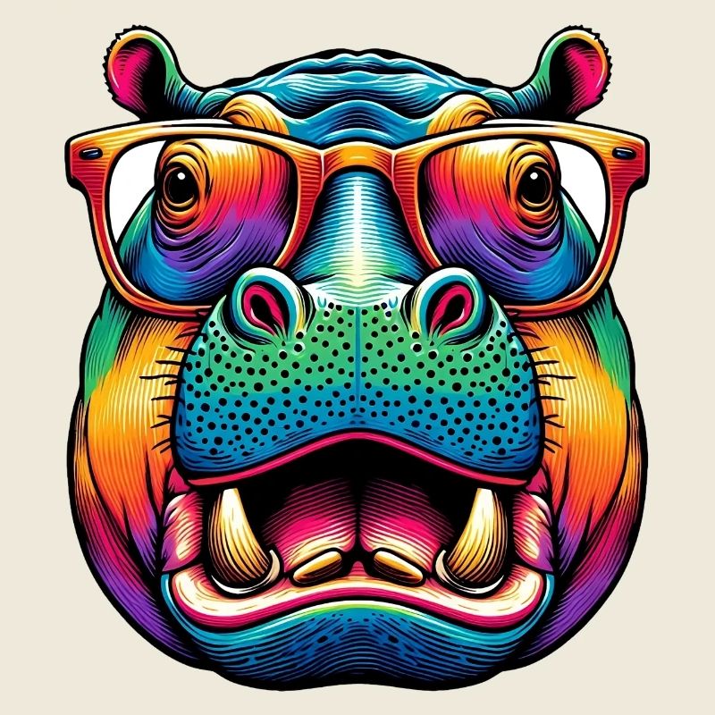 Nilpferd mit Brille