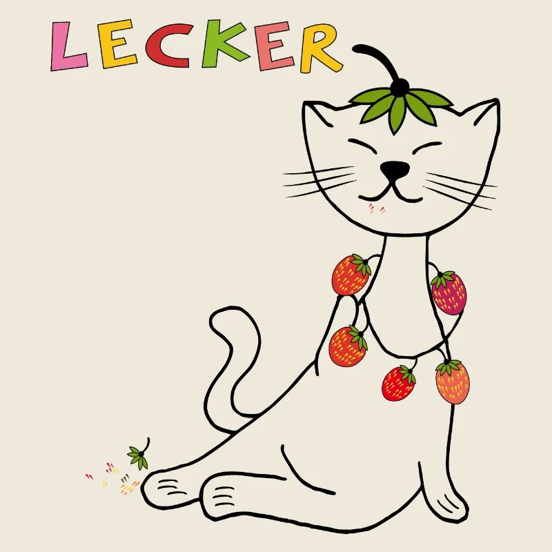 Erdbeeren Katze