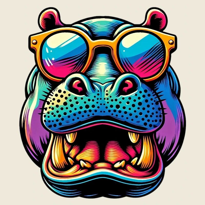 Hippopotame avec lunettes de soleil