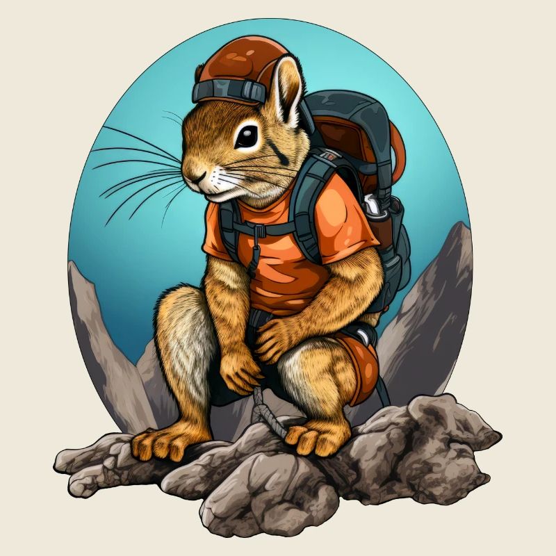 Eichhörnchen Bergsteiger / Wandern Eichhörnchen