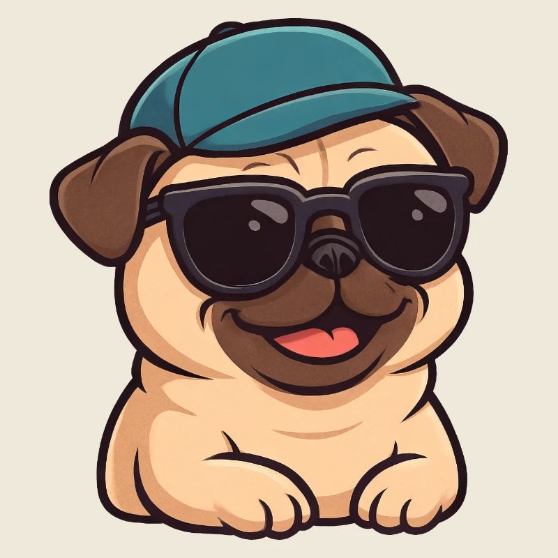 Cooler Mops mit Sonnenbrille Sommerfreude Cartoon