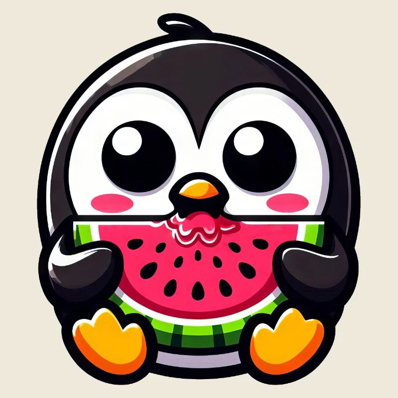 Pingouin mignon avec Melon Chibi Fruit Sweet