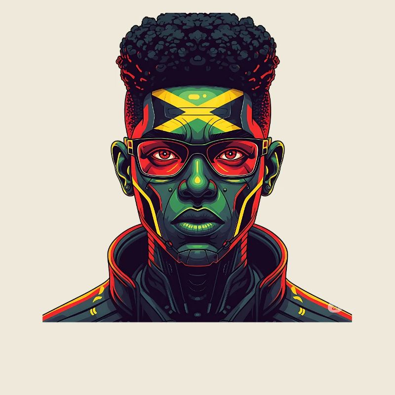Futuristic Rasta Vibes Jamaica Cyberpunk