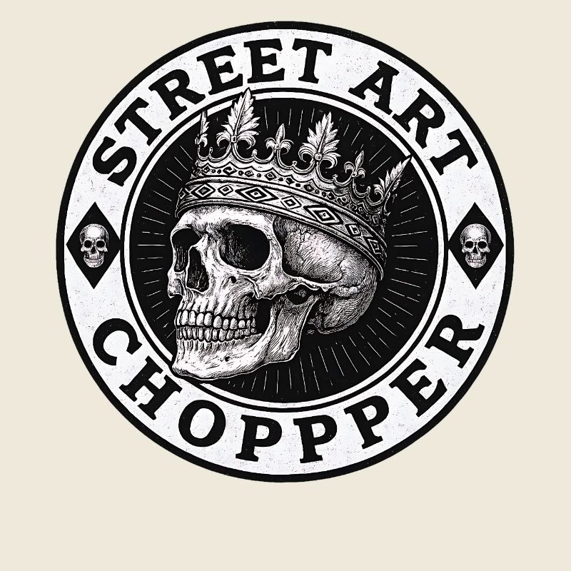 Biker Chopper Motorradfahrer Skull mit Krone