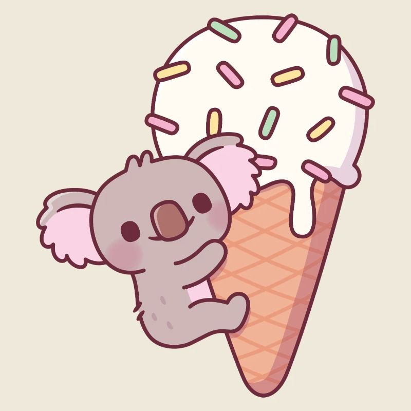 Lustiger Koala, der sich an Eiswaffel klammert