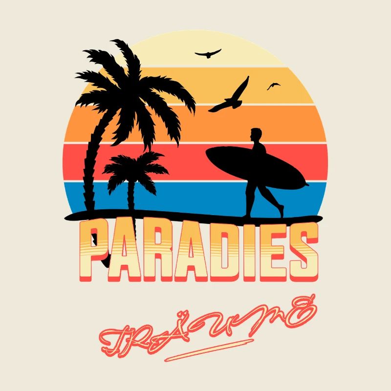 Beach Vacation Sunset Illustration
