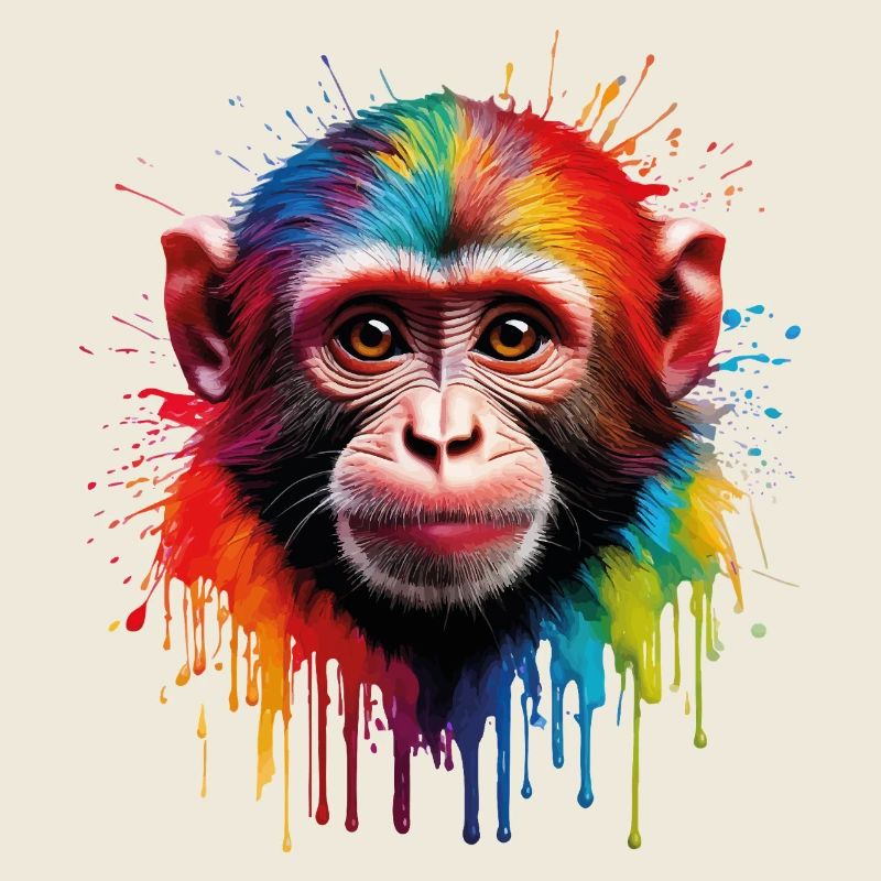 Colorful monkey with color explosion