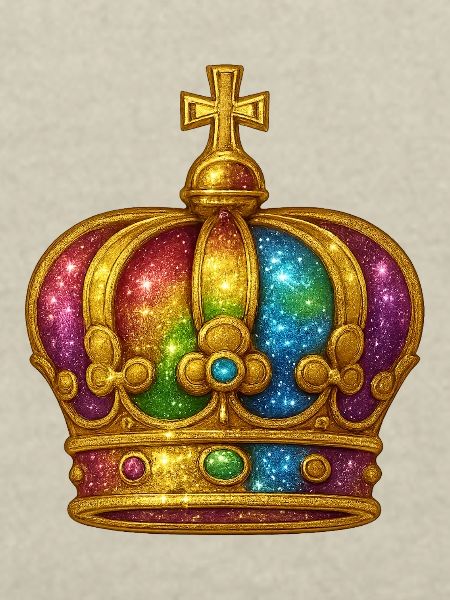 Regenbogen-Glitzerkronen-Design