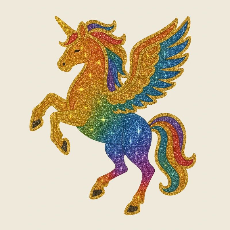 Illustration de Pégase arc-en-ciel scintillant