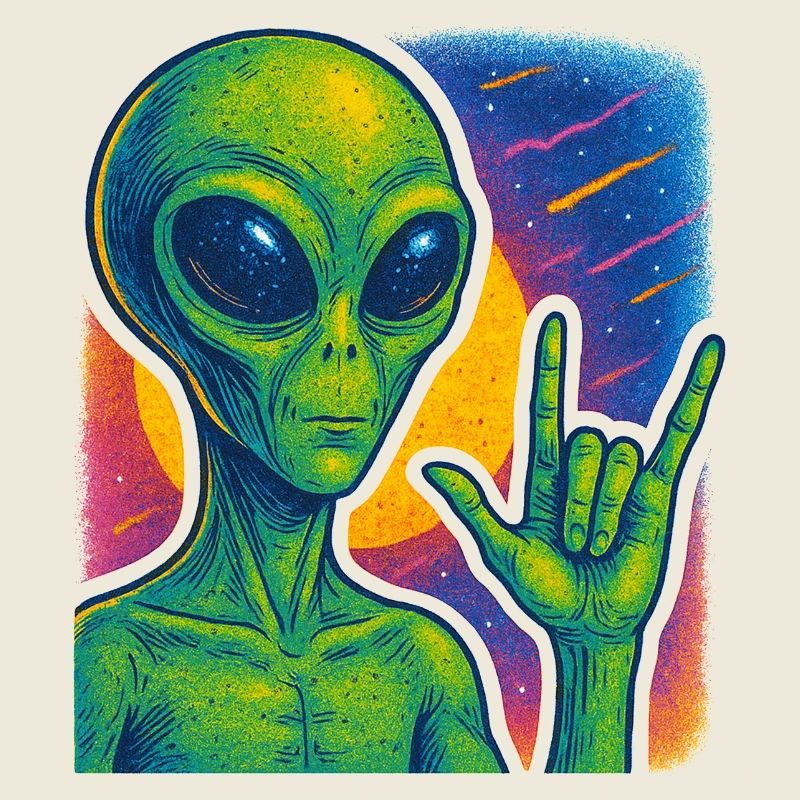 Galaktische Alien-Rock-Hand-Illustration