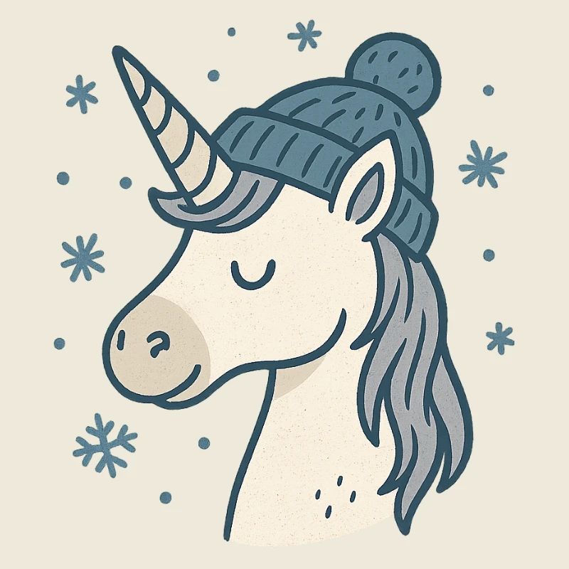 Licorne d’hiver avec chapeau