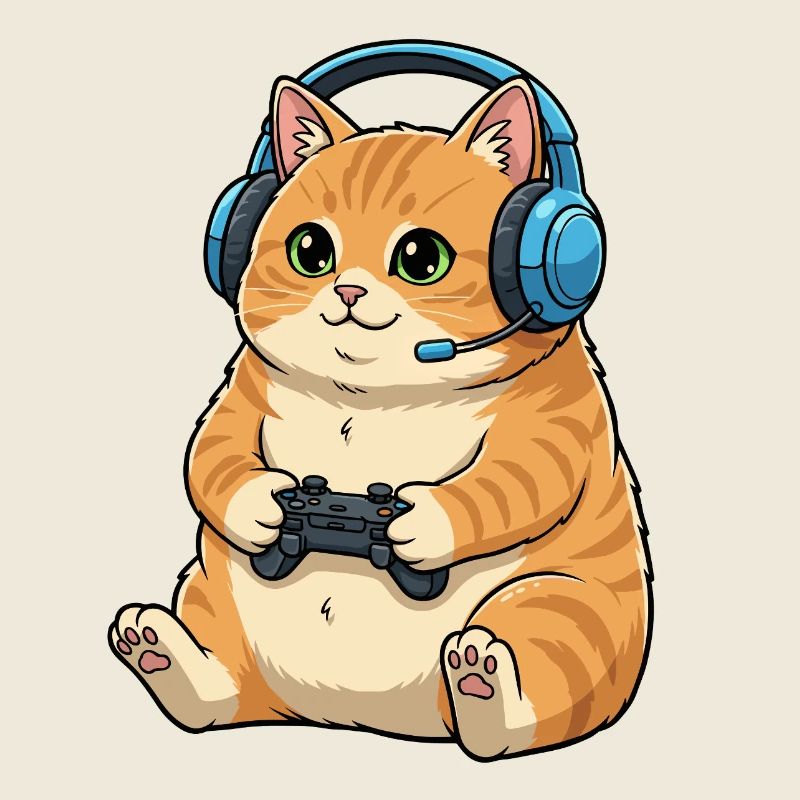 Gamer Katze mit Headset