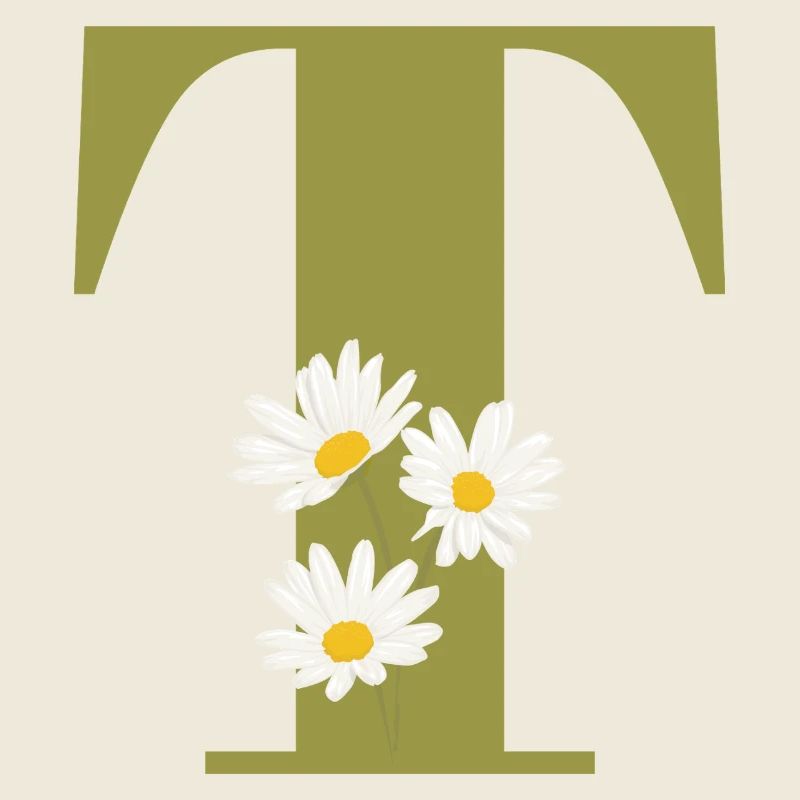 Buchstabe t grüne Gänseblümchen