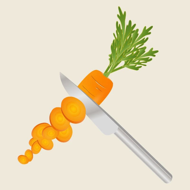 Sliced carrot with knife – kitchen motif
