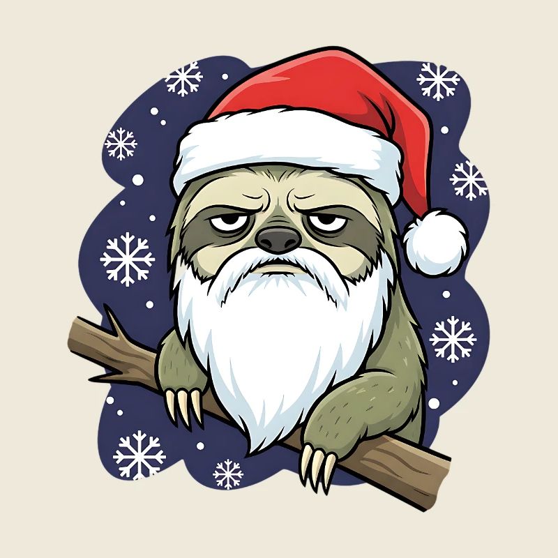 Funny Christmas Sloth Santa Grumpy