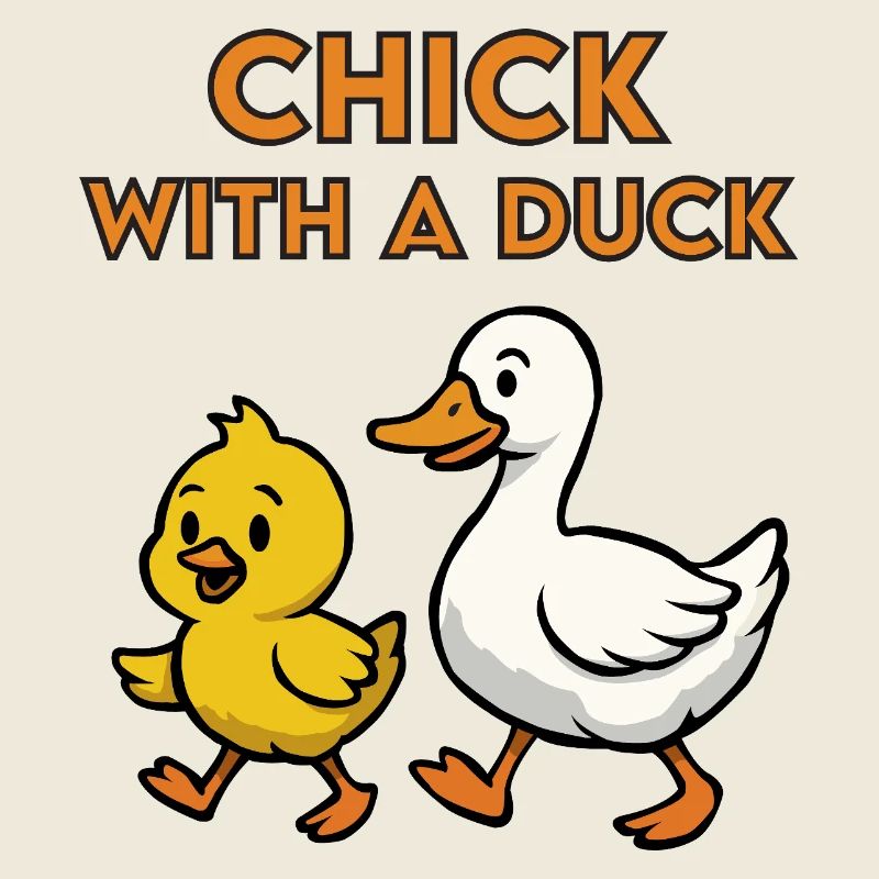 Küken mit einer Ente