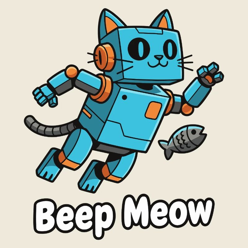 Blauer Roboterkater Beep Meow