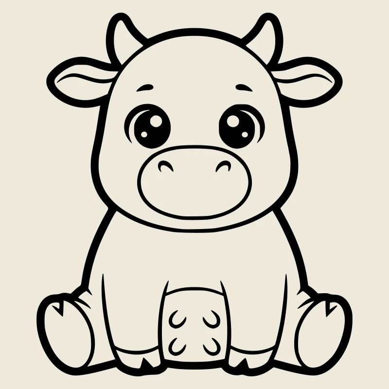 Süße Kuh Kalb Comic Ausmalen Vektor