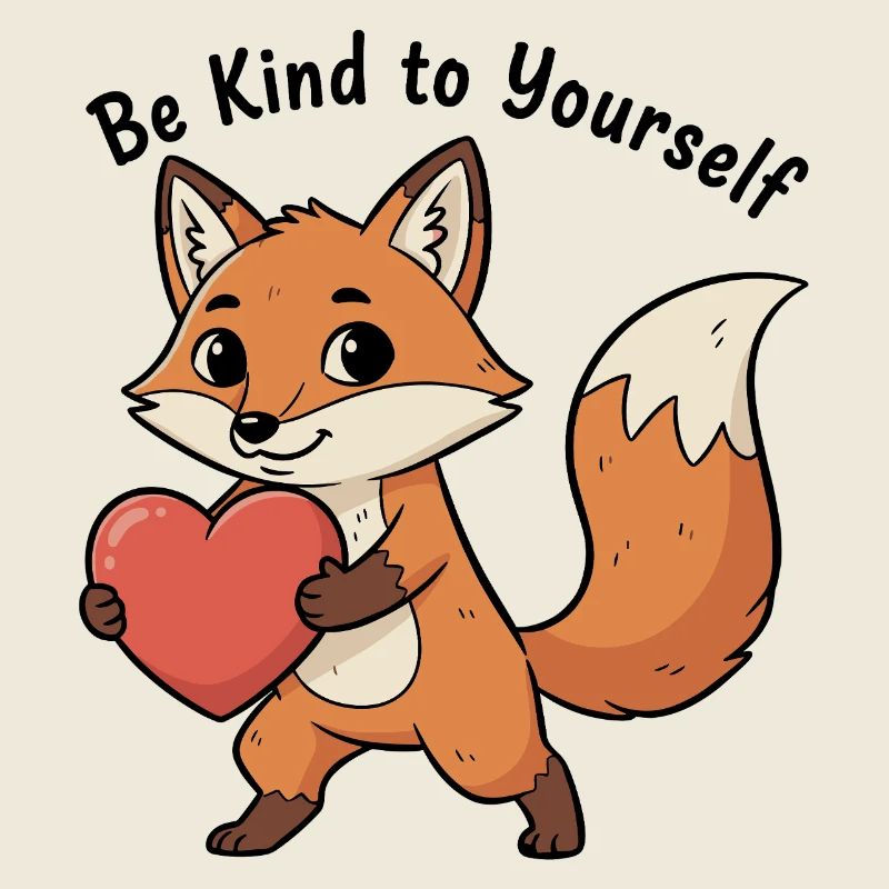 Cute fox with heart