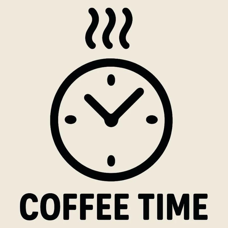 Coffee Time Clock Illustration