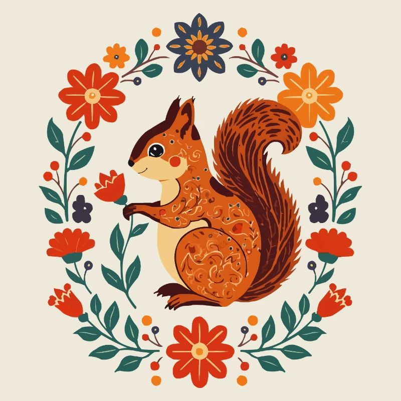 Flower Wreath Squirrel