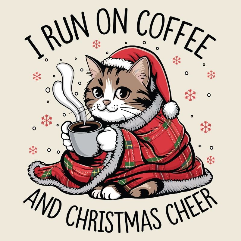 Kätzchen-Weihnachtskaffee und Freude