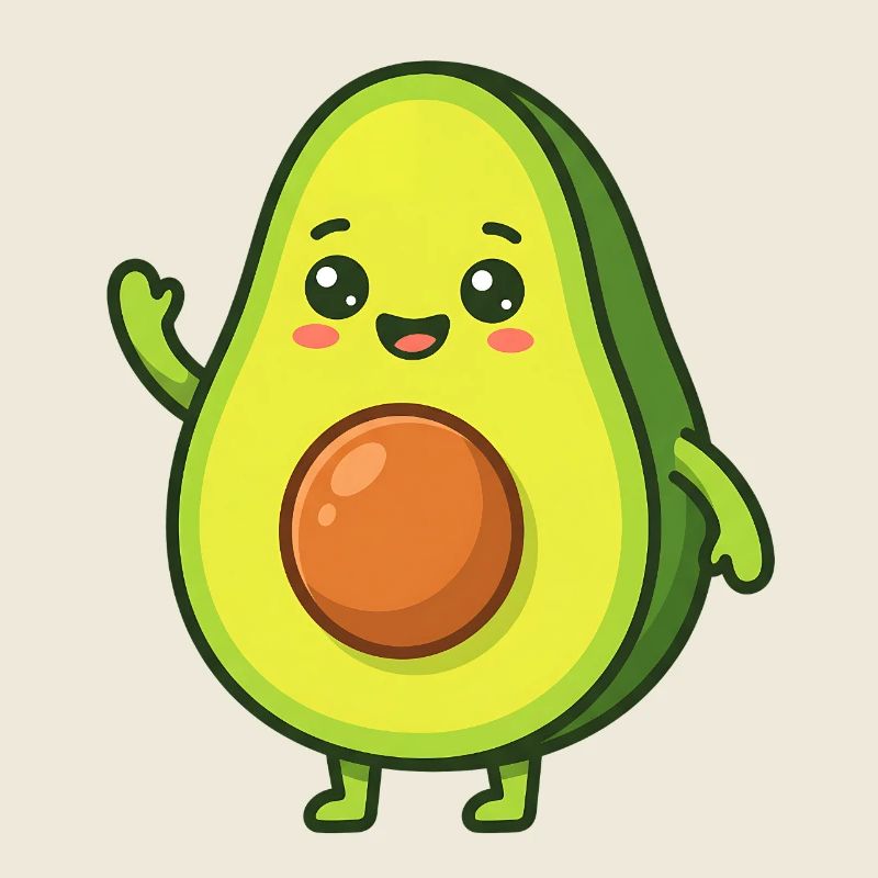 Happy Avocado Cartoon