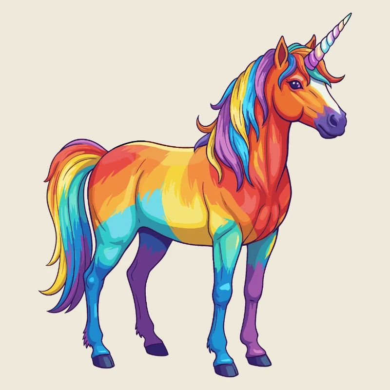 Buntes Einhorn-Regenbogen-Pop-Art-Aquarell