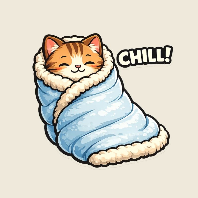 Cuddly cat in winter blanket
