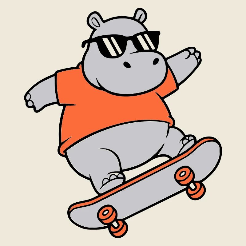 Cooles Nilpferd Skater Skateboard Vektor