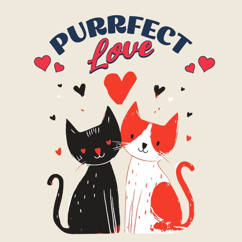 Duo amoureux de chat avec des cœurs