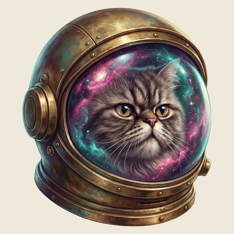 Cat astronaut in space helmet