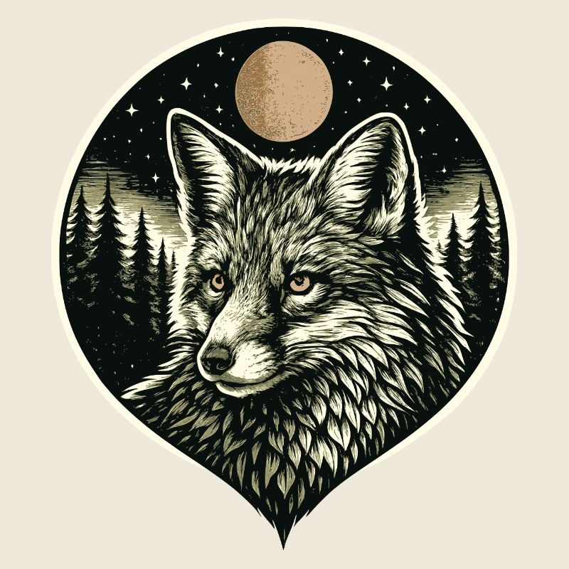 Silent Mind - Fox in Woodcut Style