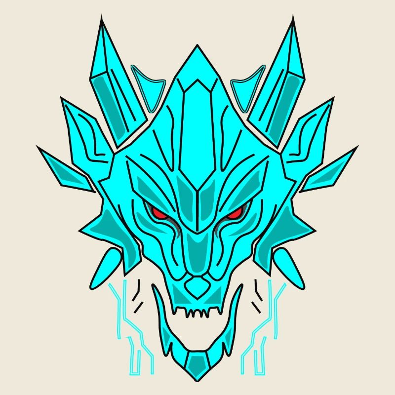 Tête de dragon de glace géométrique
