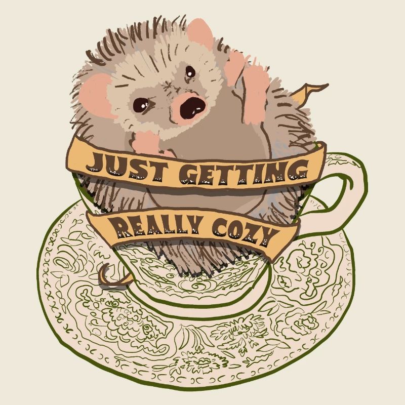 Cuddly hedgehog in teacup