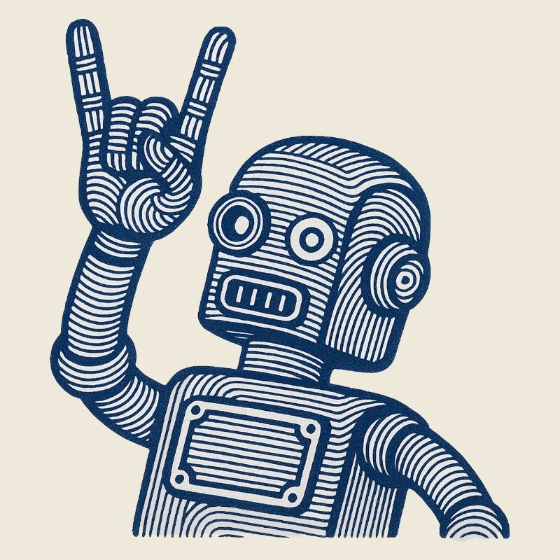 Retro Robot Horns Line Art