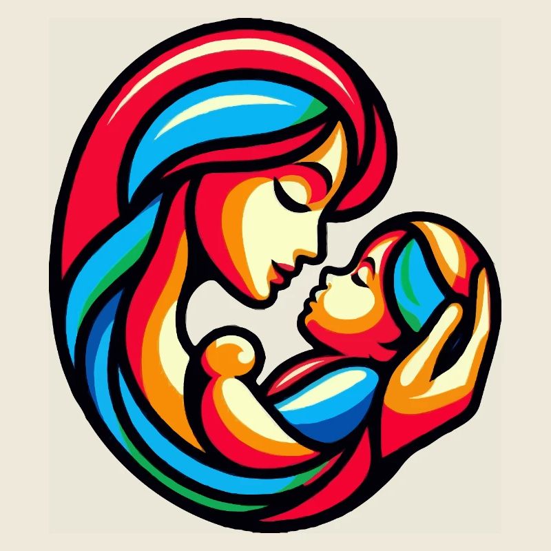 Bunte Mutter-Kind-Harmonie