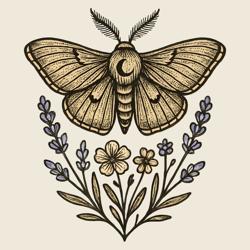 Papillon de nuit avec une couronne de fleurs