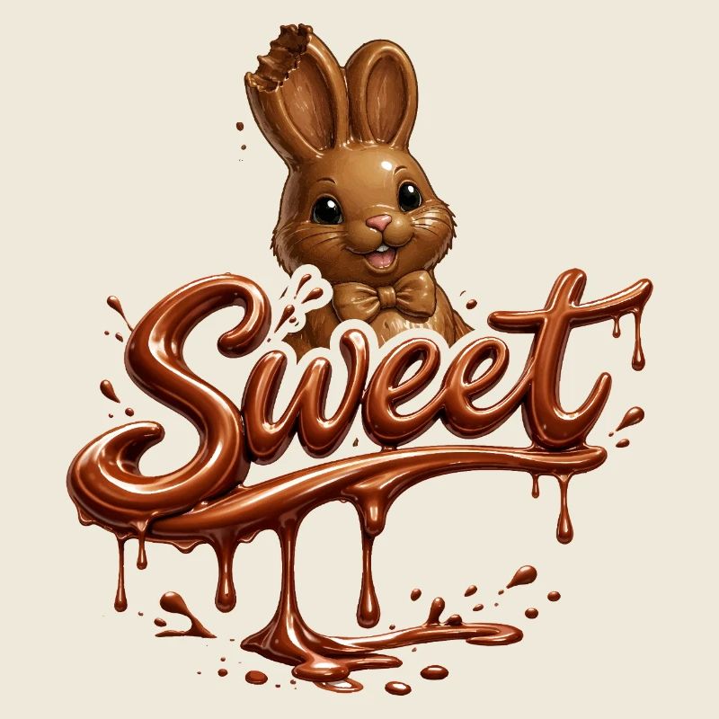 Chocolate bunny with Sweet lettering