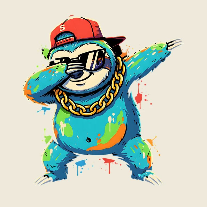 Dabbing Faultier mit Cap Street Art Design