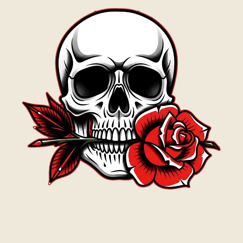 Skull Rose for Gothic Rockabilly Tattoo Fans