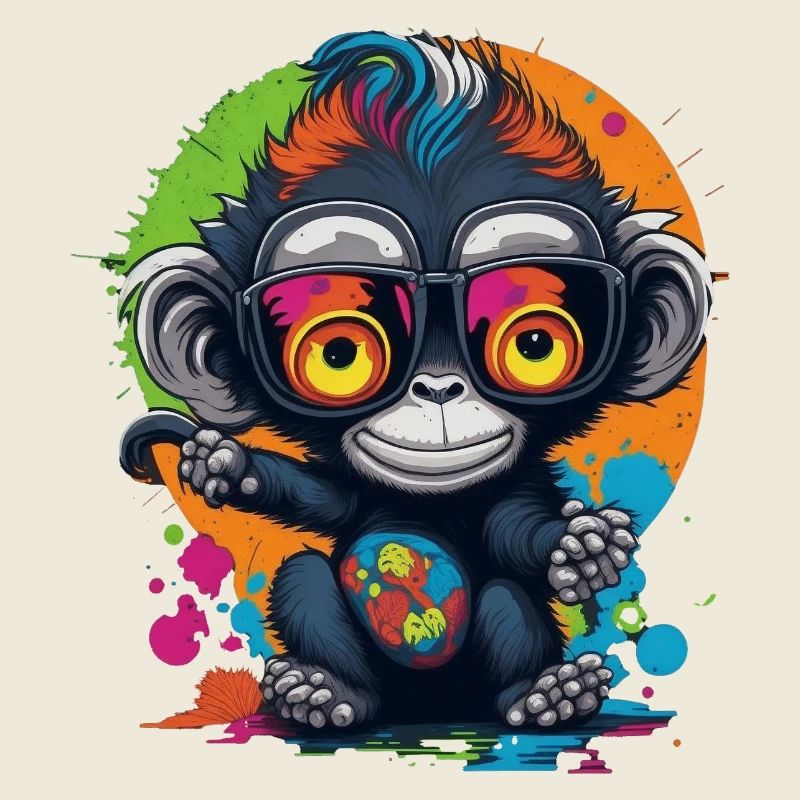 Neon Brillenaffe Splash - Affe - Äffchen