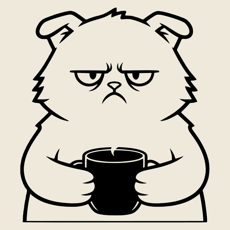 Böse Katze Kaffee Outline