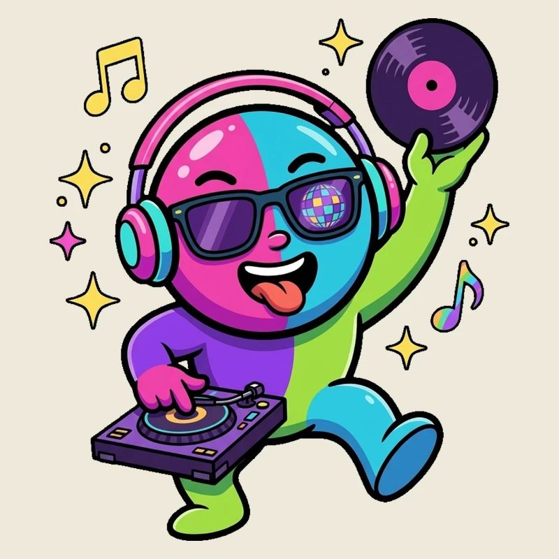 Neon DJ Emoticon Dance Party