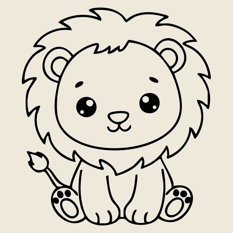 Cute Baby Lion – Black & White Cub