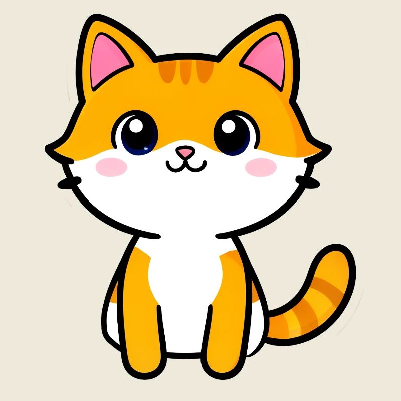 Dessin animé Kawaii Orange Kitten