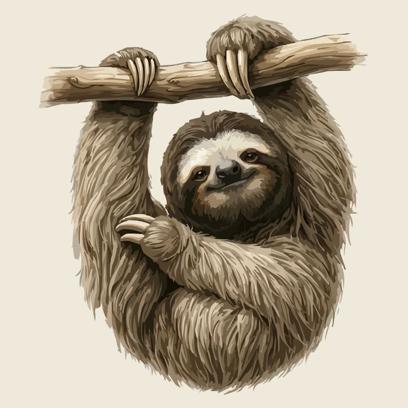 Sloth on a branch – cozy sloth