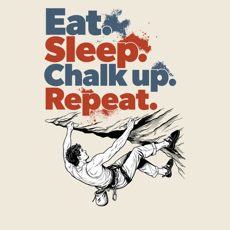 Escalade, bloc, mange, dort, recommence, recommence.