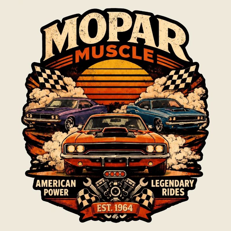 Mopar Muscle Retro Sunset Power US Car